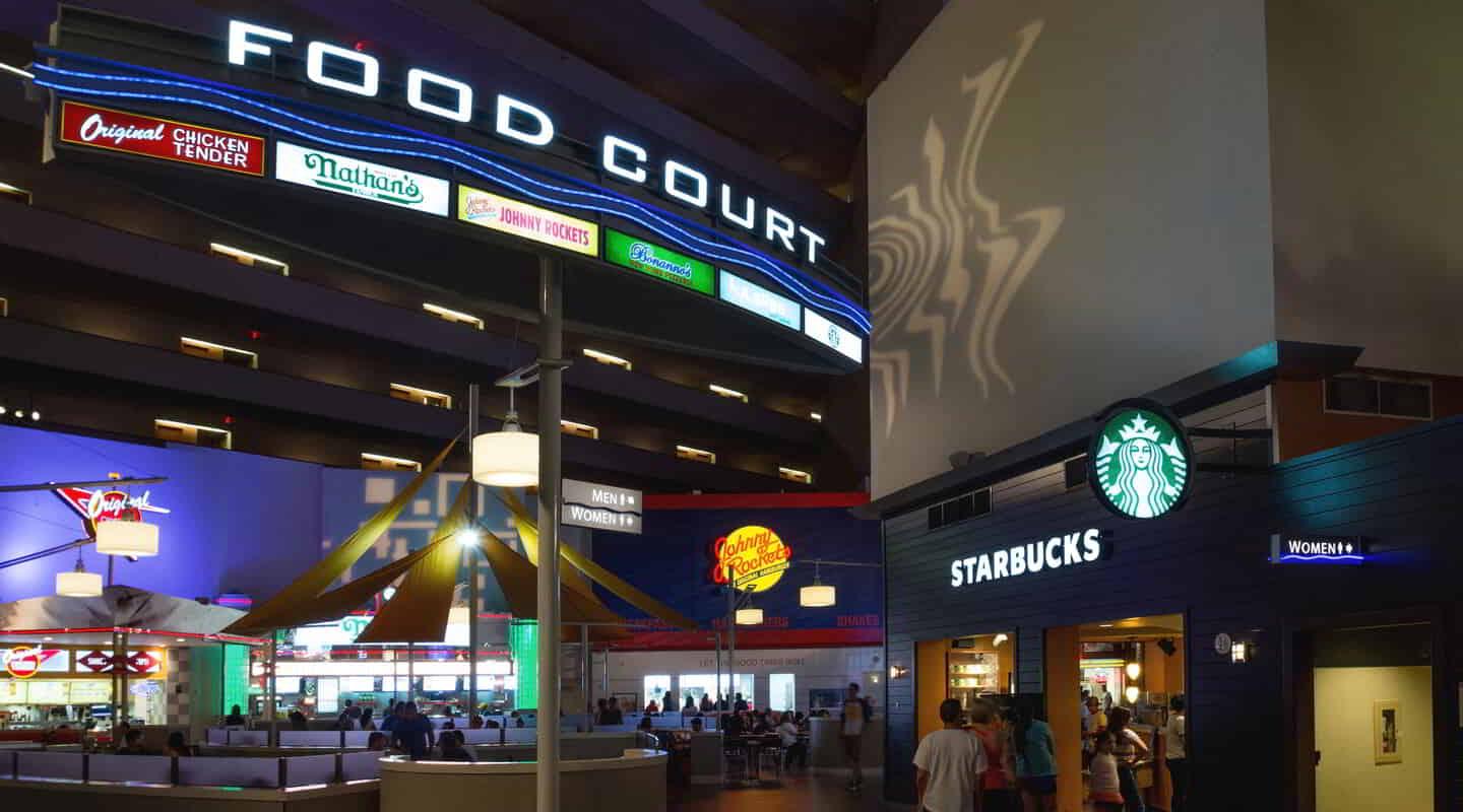 Conveniently located on the Mezzanine Level, the Luxor Food Court has the ultimate fast food on the Las Vegas Strip.
