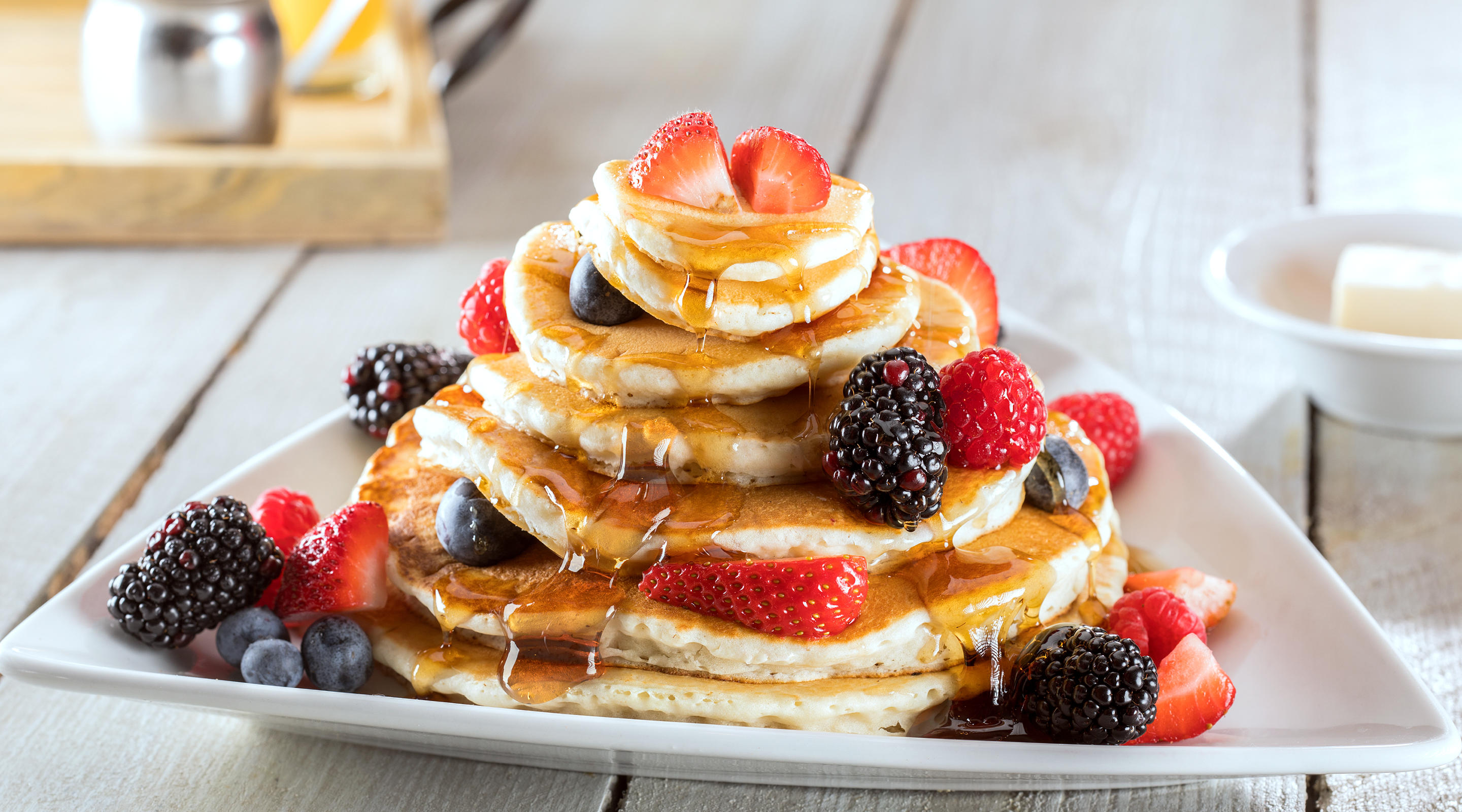 Pyramid Pancake Stack with Berries