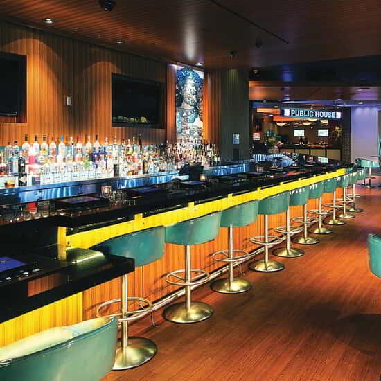 The comfortable furniture and high energy make Flight bar a great place to party.