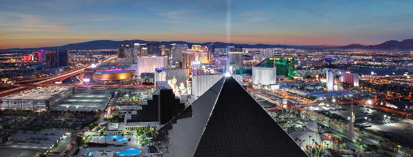 The strip view with Luxor pyramid.