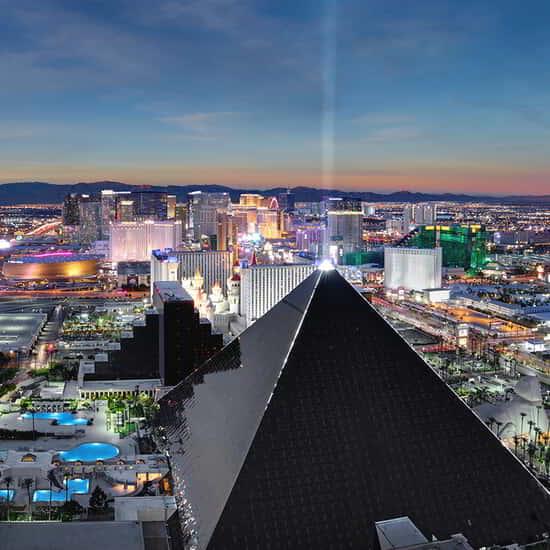 The strip view with Luxor pyramid.