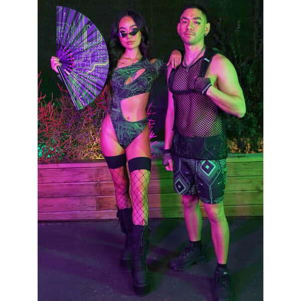 Couple in Rave Outfit